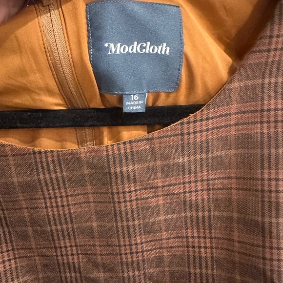 Modcloth Brown Checkered Midi Dress - Picture 2 of 2